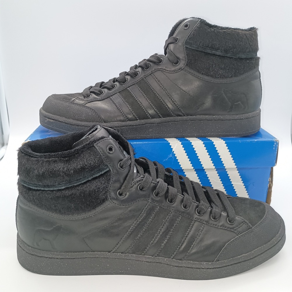 Adidas Originals Americana Mid Lux Black Leather Fur Sneakers 668003 Mens 11.5
